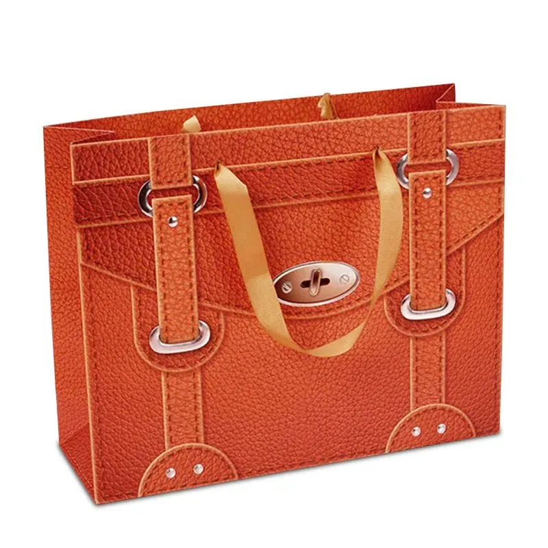 Orange Faux Leather Hand Bag