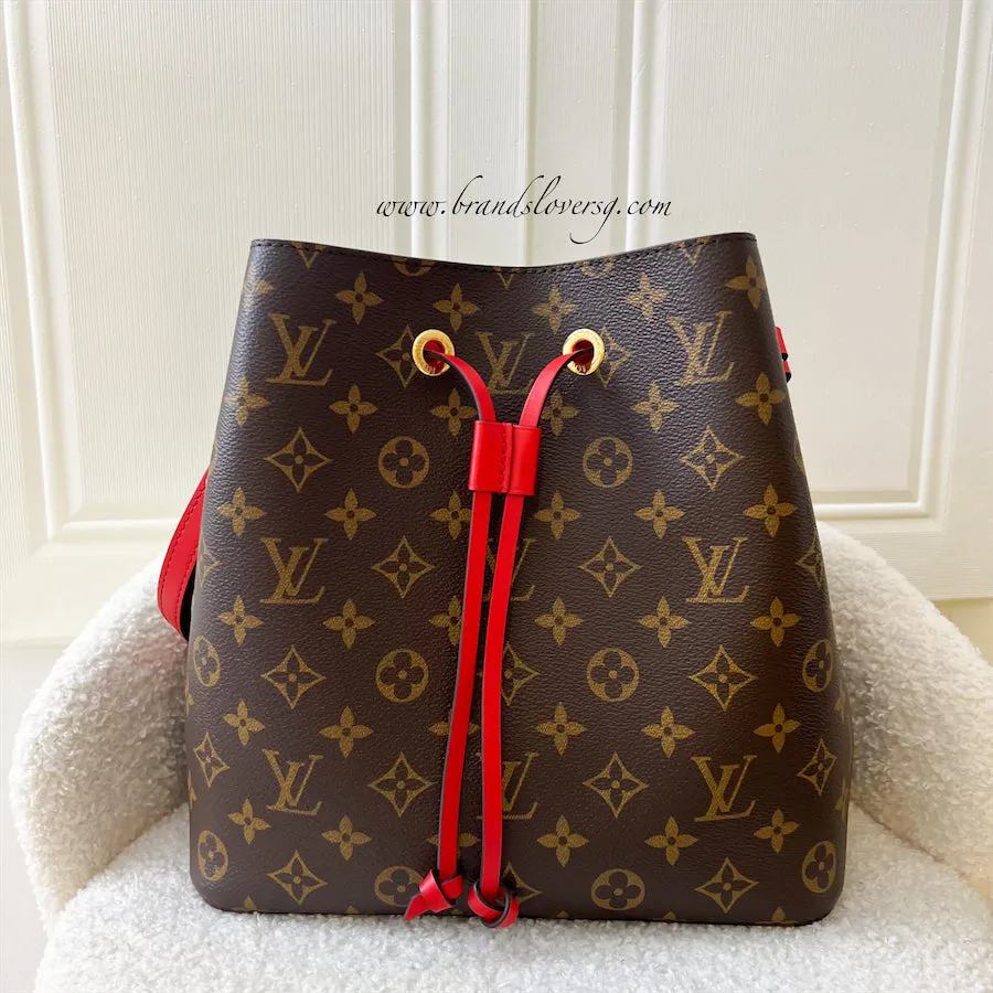 (Partial payment) LV Neonoe MM in Monogram Canvas with Coquelicot Red Interior and Strap