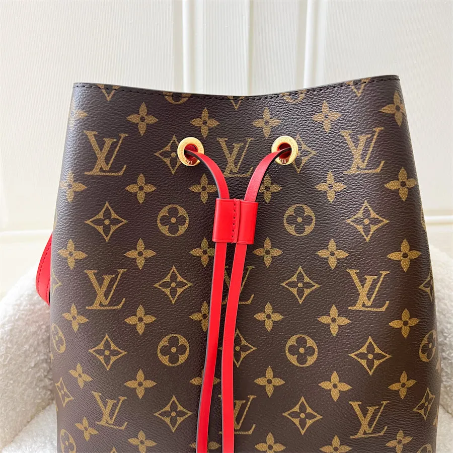 (Partial payment) LV Neonoe MM in Monogram Canvas with Coquelicot Red Interior and Strap