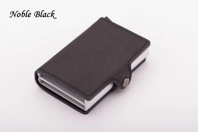 P.KUONE RFID Blocking Mini Wallet 2017 Protect Safe Credit Card Holder Designer High Quality Aluminum Leather Clip Waller Purse