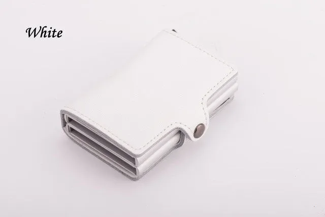 P.KUONE RFID Blocking Mini Wallet 2017 Protect Safe Credit Card Holder Designer High Quality Aluminum Leather Clip Waller Purse