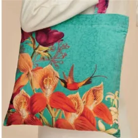 Powder Velvet Tote Bag - Hummingbird at Dusk