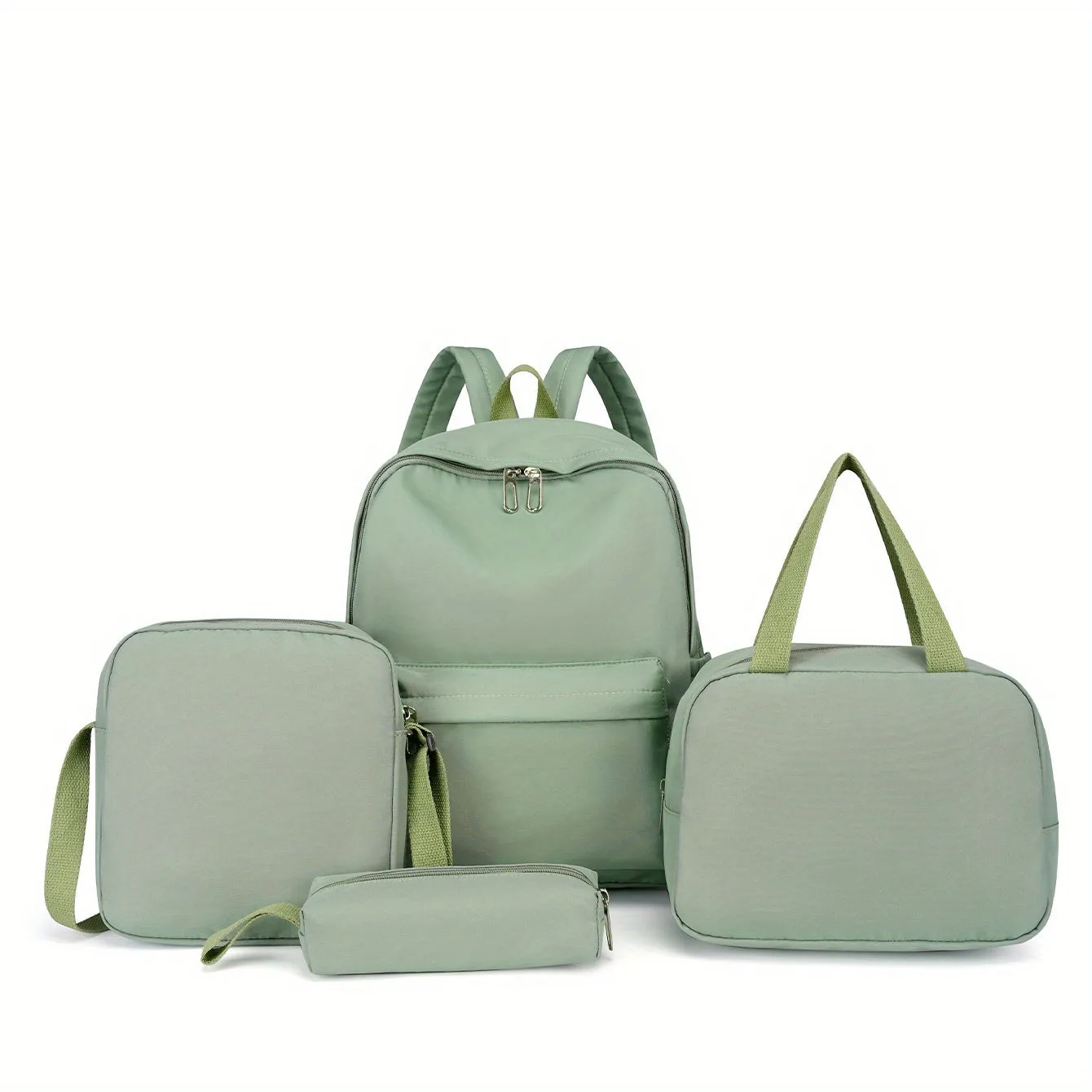 Preppy Style 4pc Backpack Set Classic Solid Color for Travel