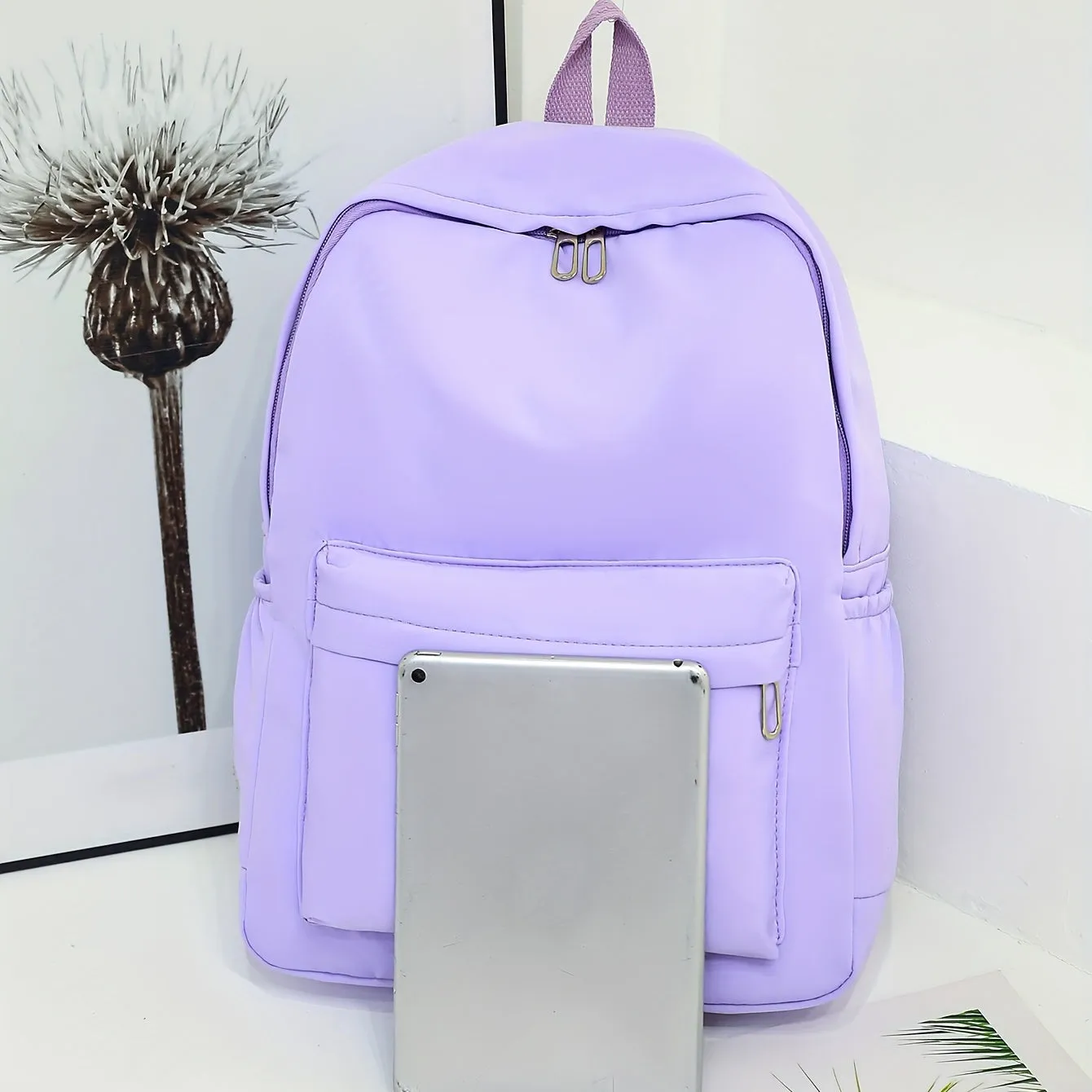 Preppy Style 4pc Backpack Set Classic Solid Color for Travel