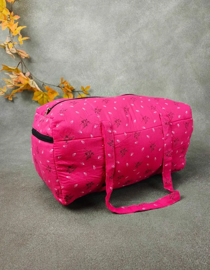 Rectangle Travel Bag Pink with Designer Coral Prints