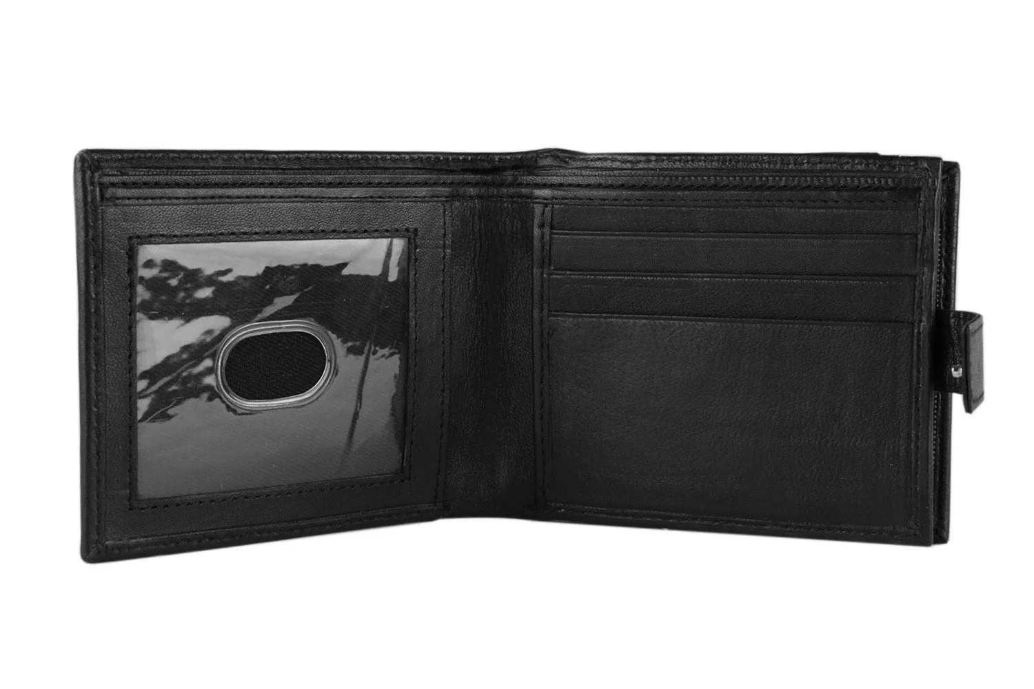 Sakkas Men's Bi-fold Leather Wallet - Coin Pkt/Card Slots/Press Stud with Gift Bag