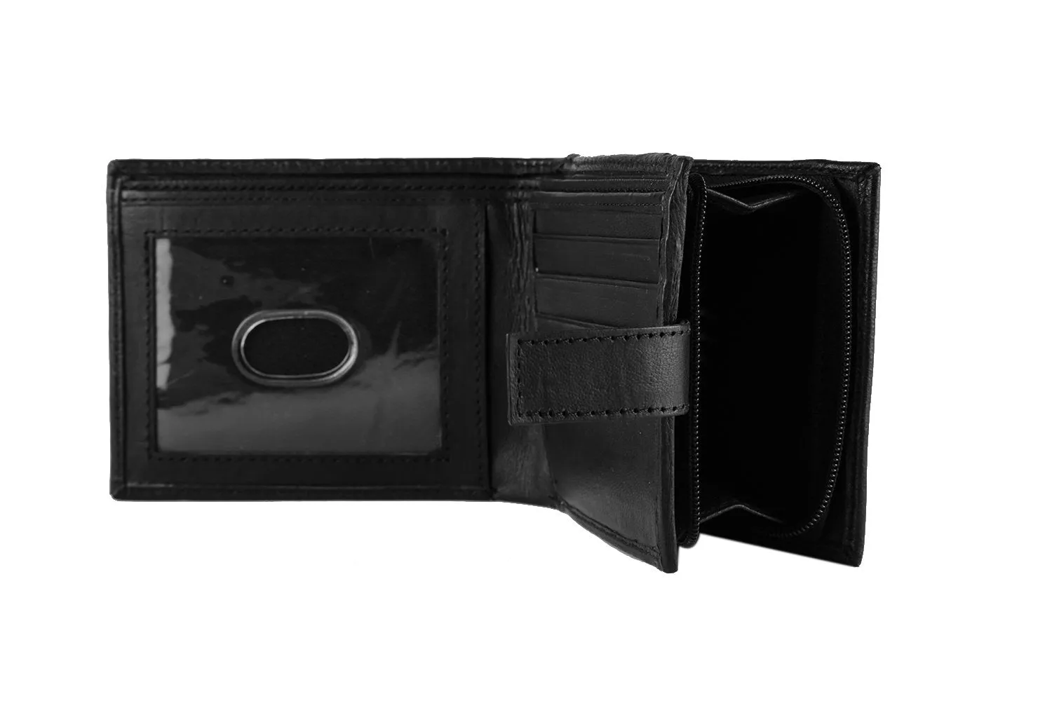 Sakkas Men's Bi-fold Leather Wallet - Coin Pkt/Card Slots/Press Stud with Gift Bag