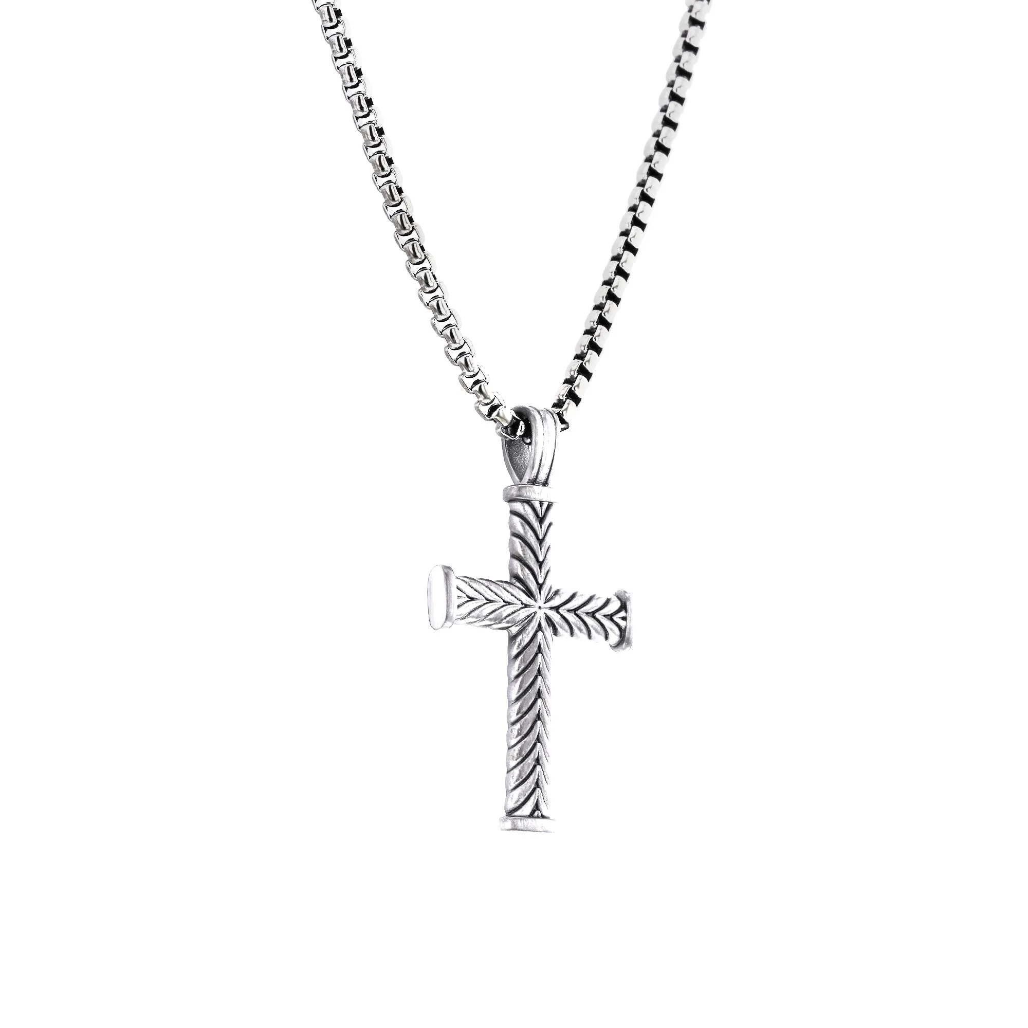 Silas Stainless Steel Chevron Cross Necklace