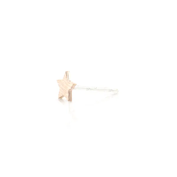 Single Star Rose Gold Sterling Silver Studs