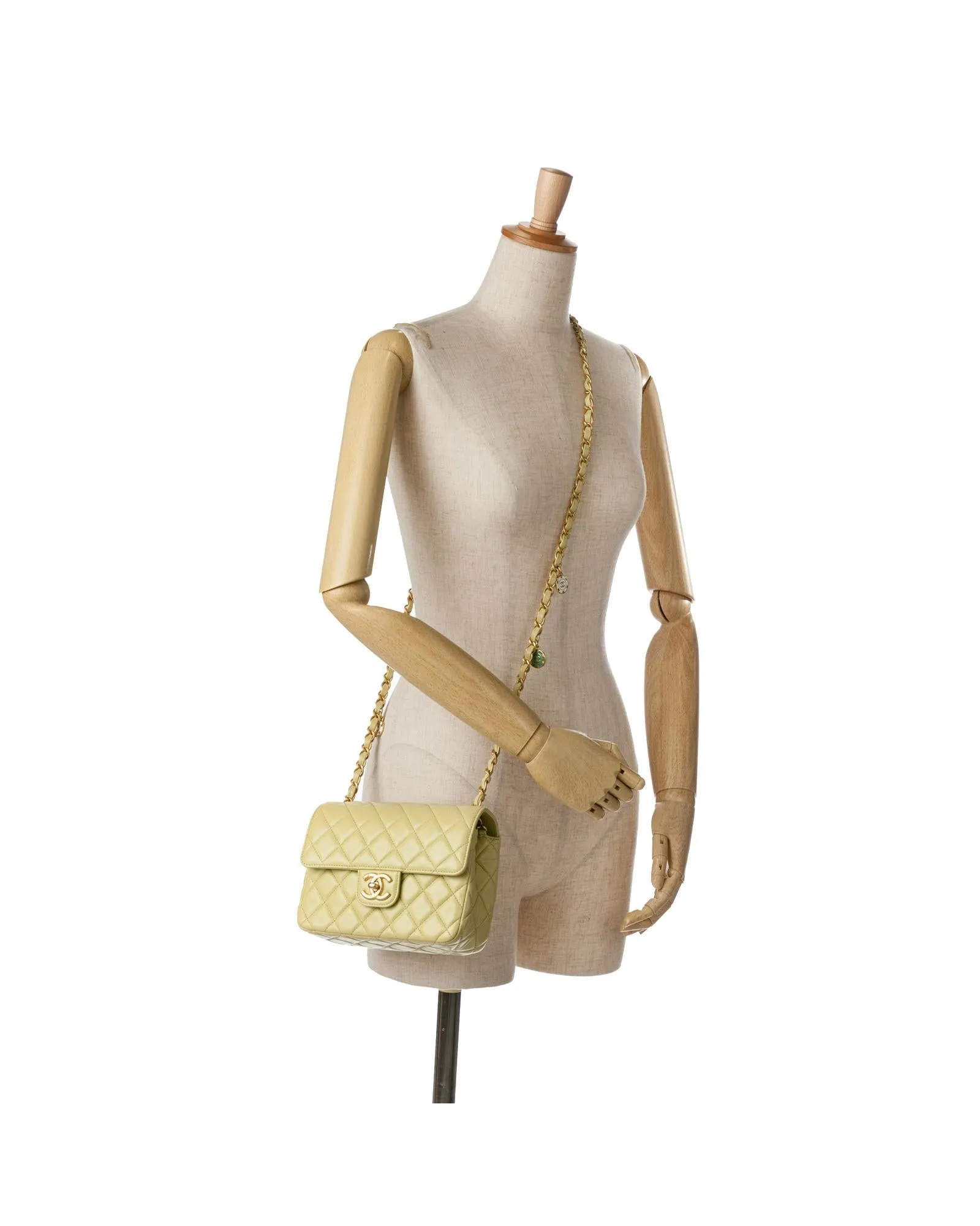 Small Classic Lambskin Charms Single Flap Crossbody Bag with Quilted Leather and Chain Strap