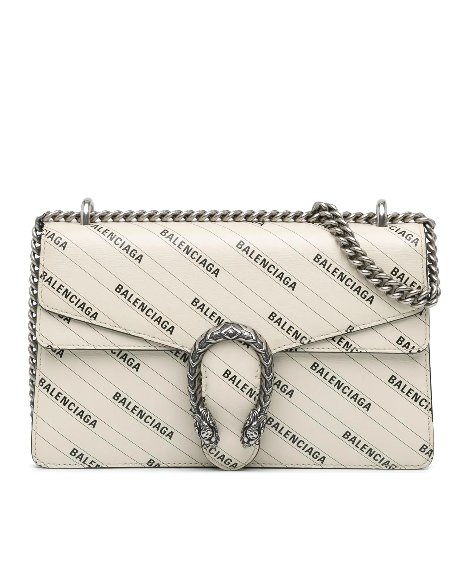 Small Leather Shoulder Bag with Chain-Link Strap and Interior Zip Compartment