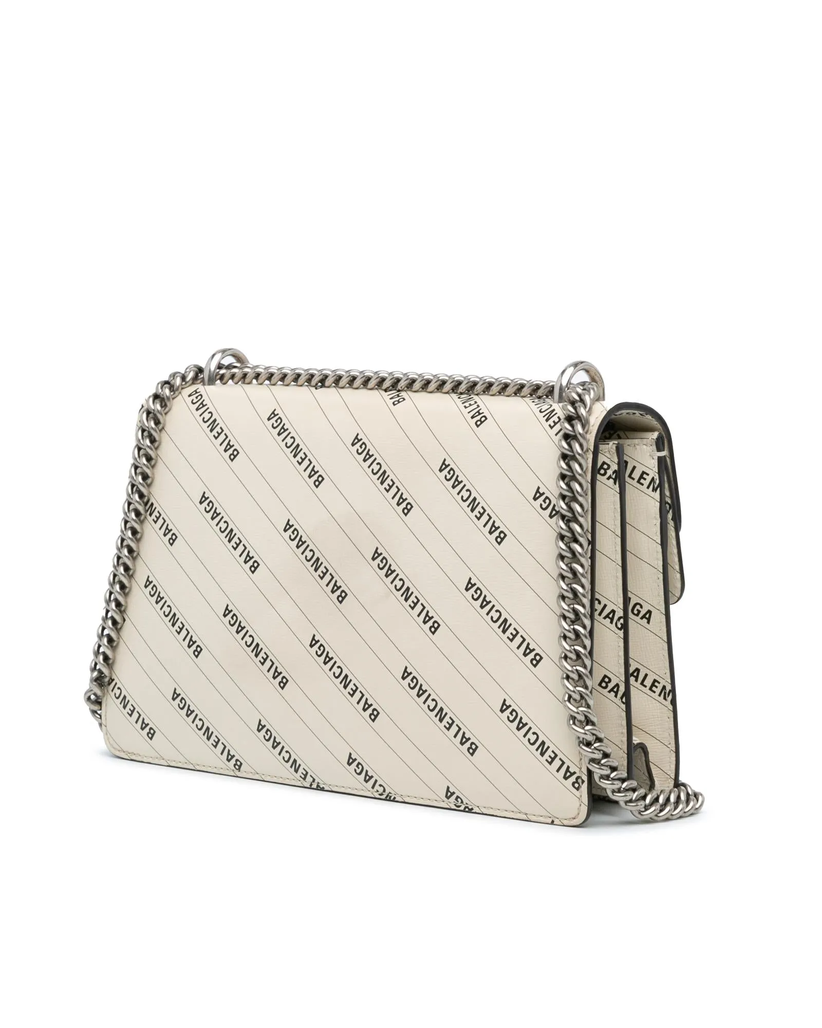 Small Leather Shoulder Bag with Chain-Link Strap and Interior Zip Compartment