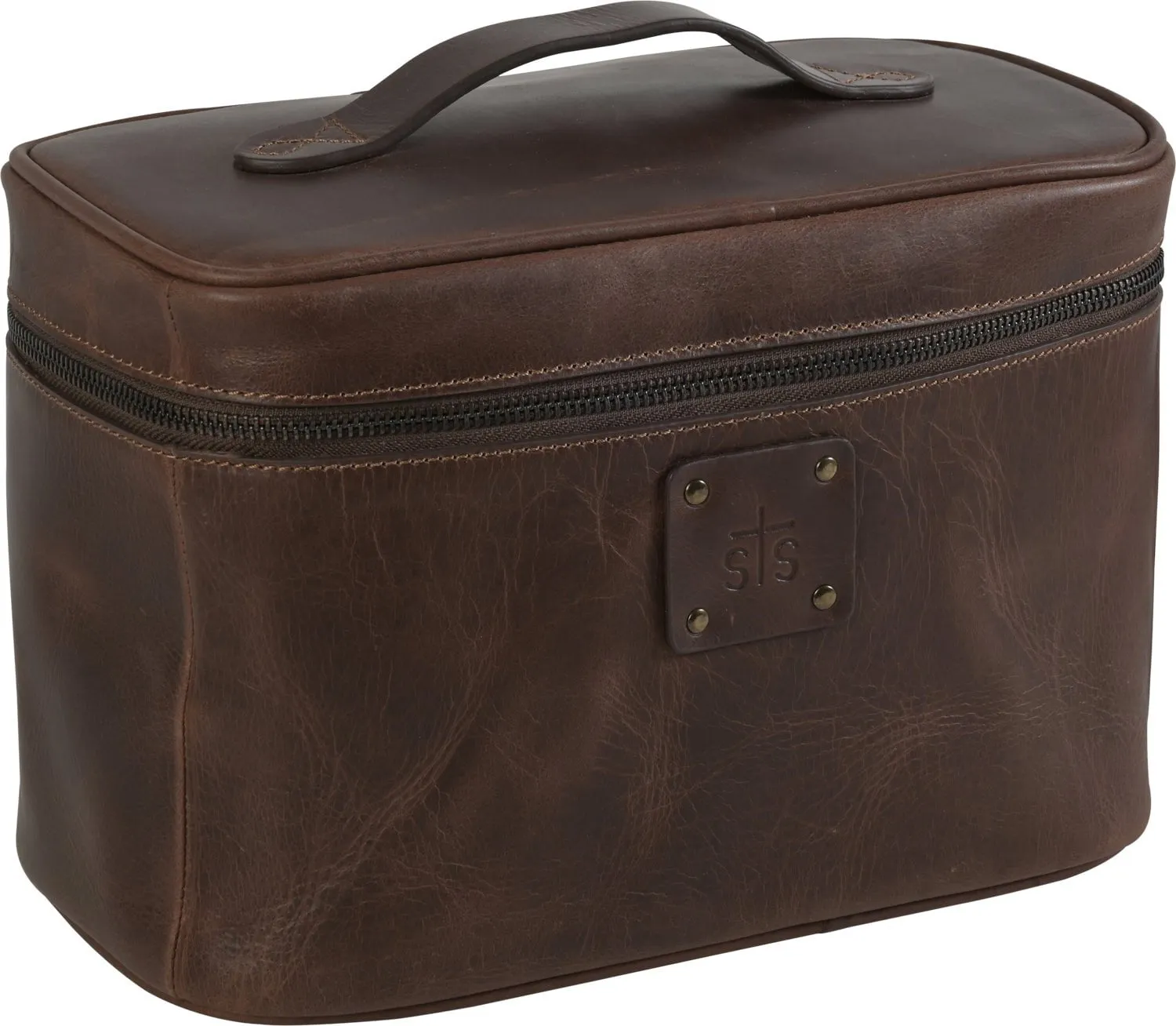 STS Ranchwear Womens Basic Bliss Train Case Chocolate Leather Travel Bag