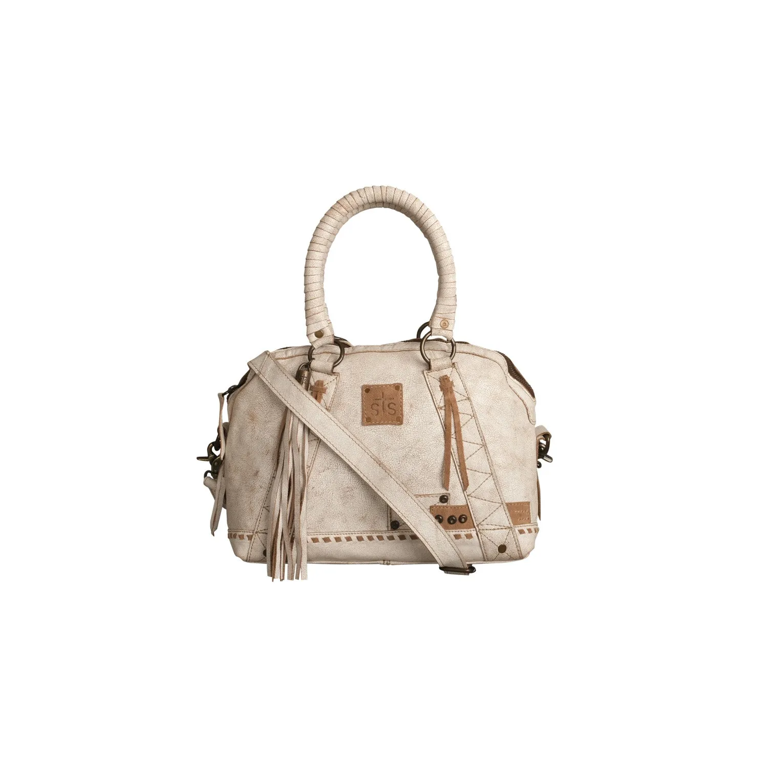 STS Ranchwear Womens Cemello Sansa White/Tan Leather Satchel Bag