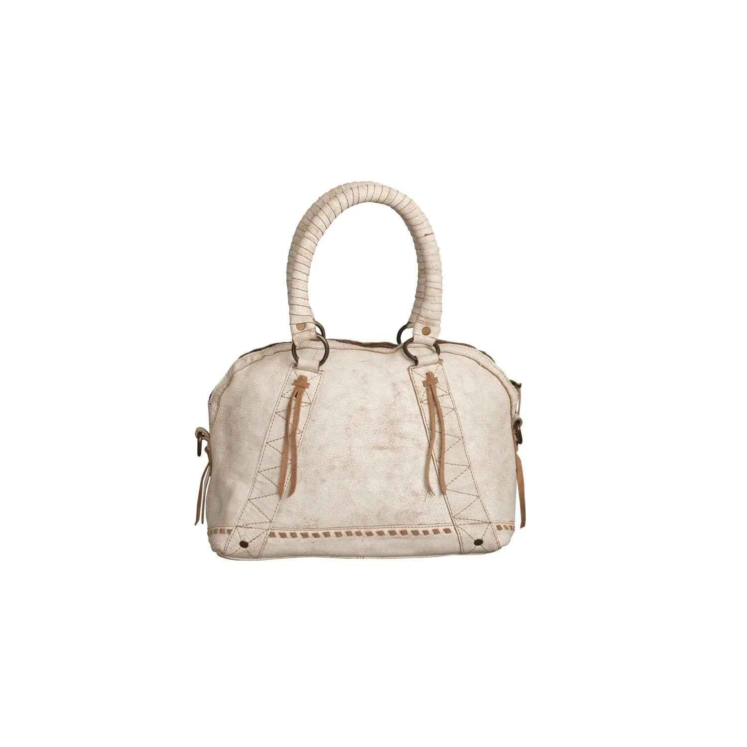 STS Ranchwear Womens Cemello Sansa White/Tan Leather Satchel Bag