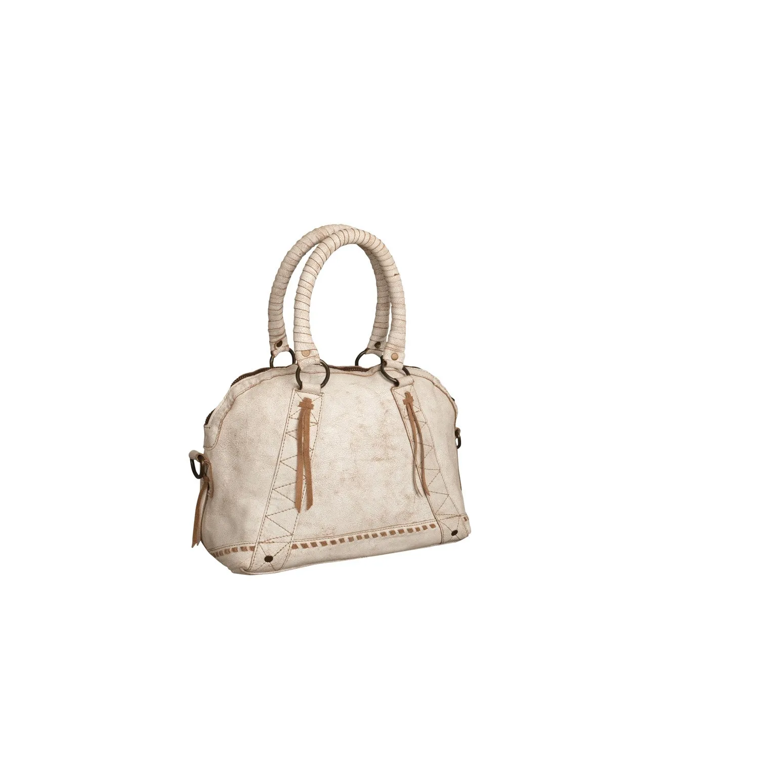 STS Ranchwear Womens Cemello Sansa White/Tan Leather Satchel Bag