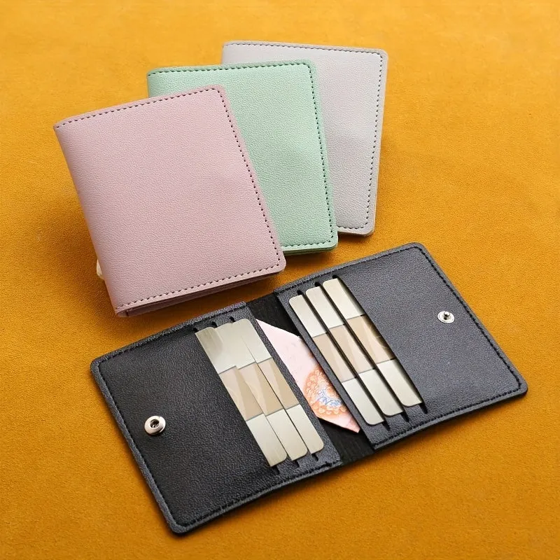 Stylish Slim PU Leather Card Holder with Coin Purse