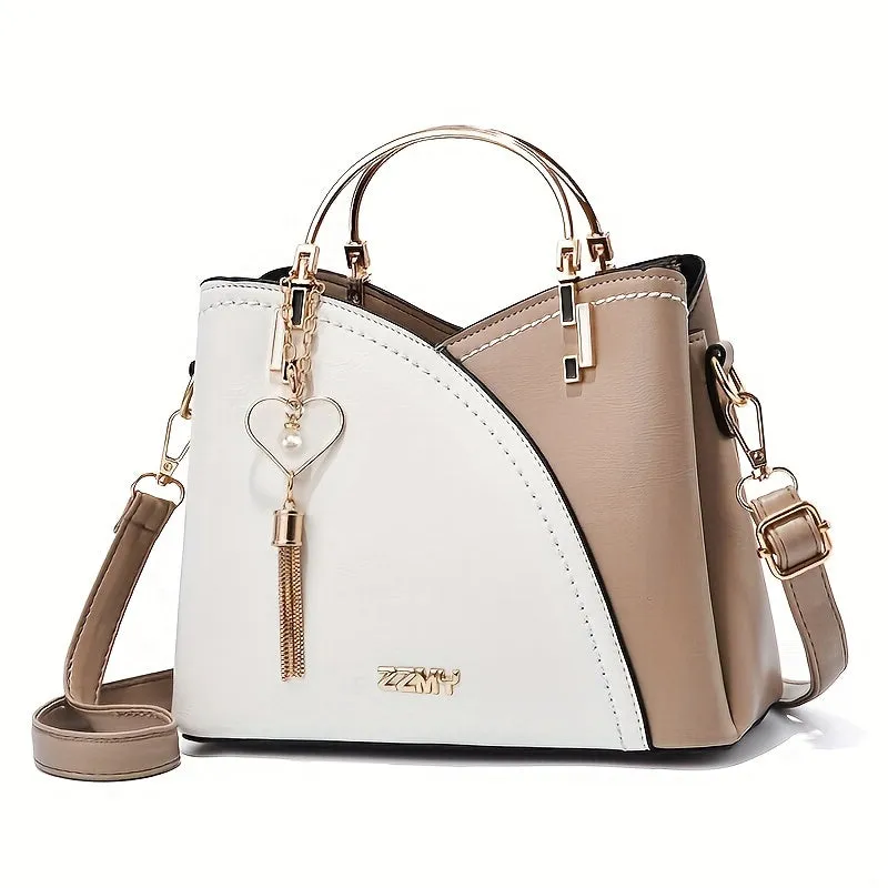 Stylish Tassel Crossbody Bag Color Contrast Top Ring Satchel