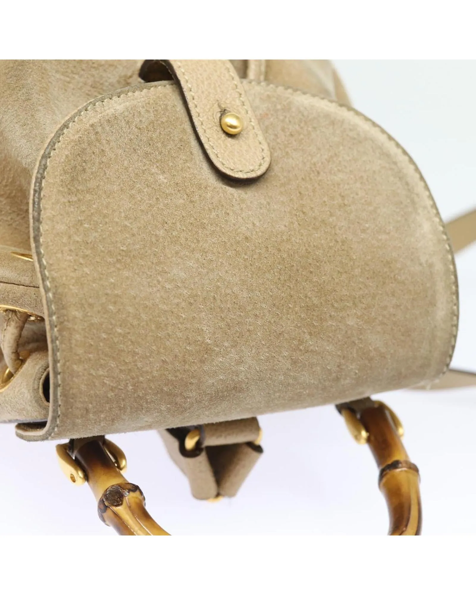 Suede Leather Bamboo Backpack