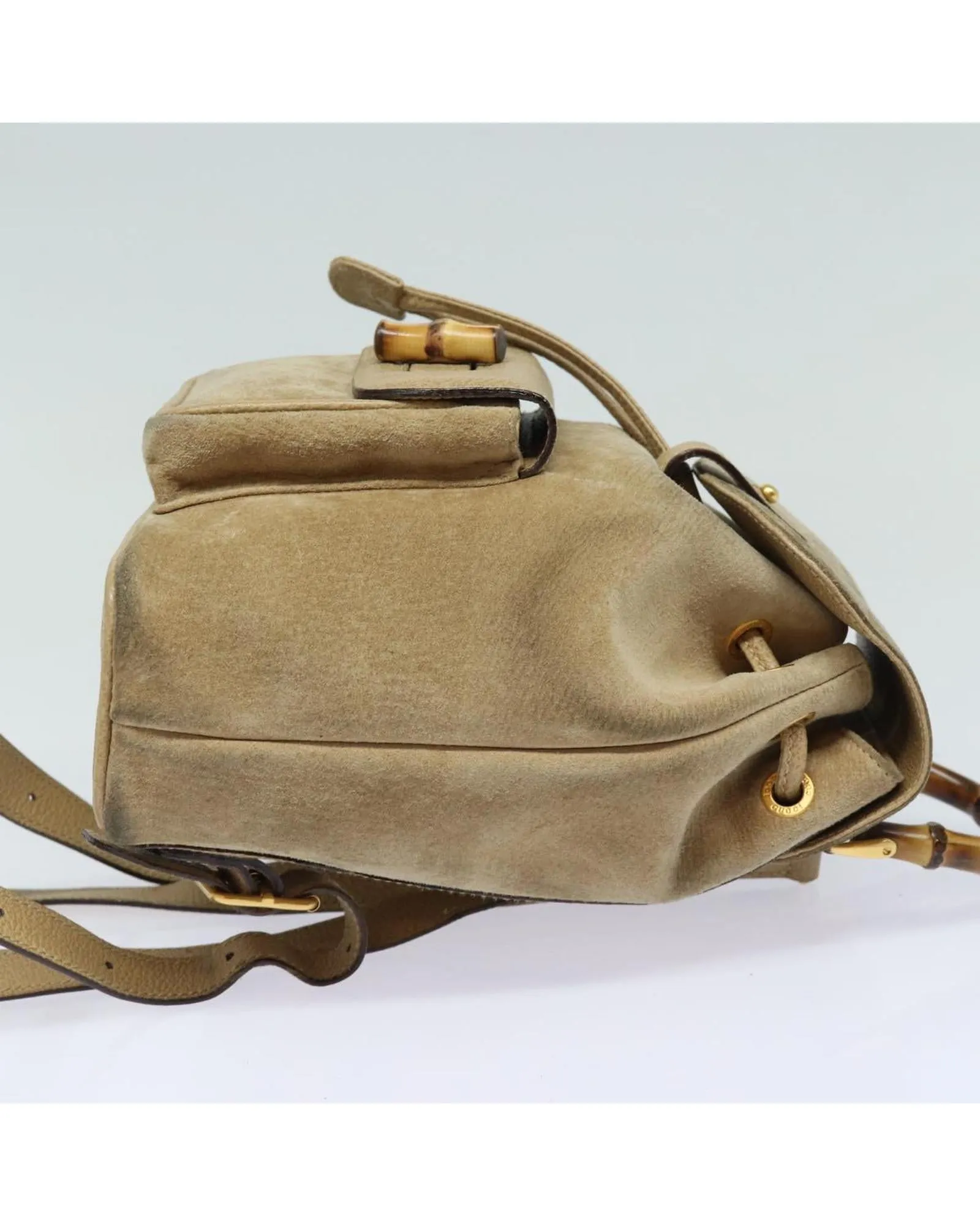 Suede Leather Bamboo Backpack