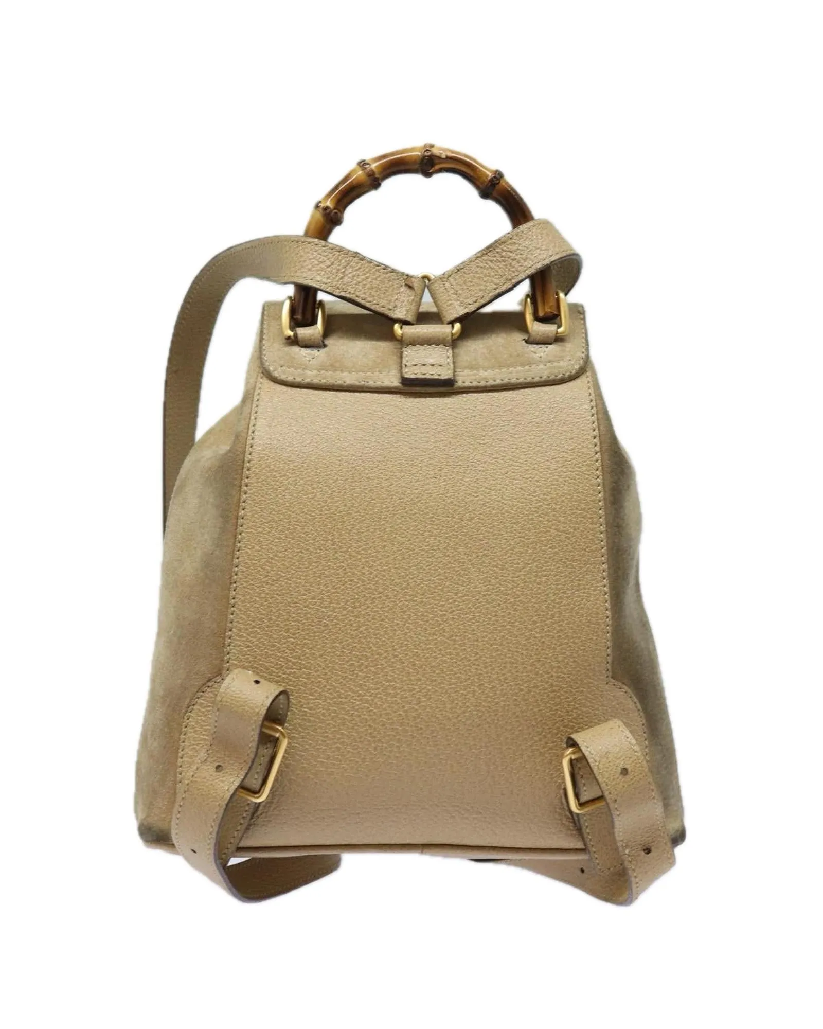 Suede Leather Bamboo Backpack