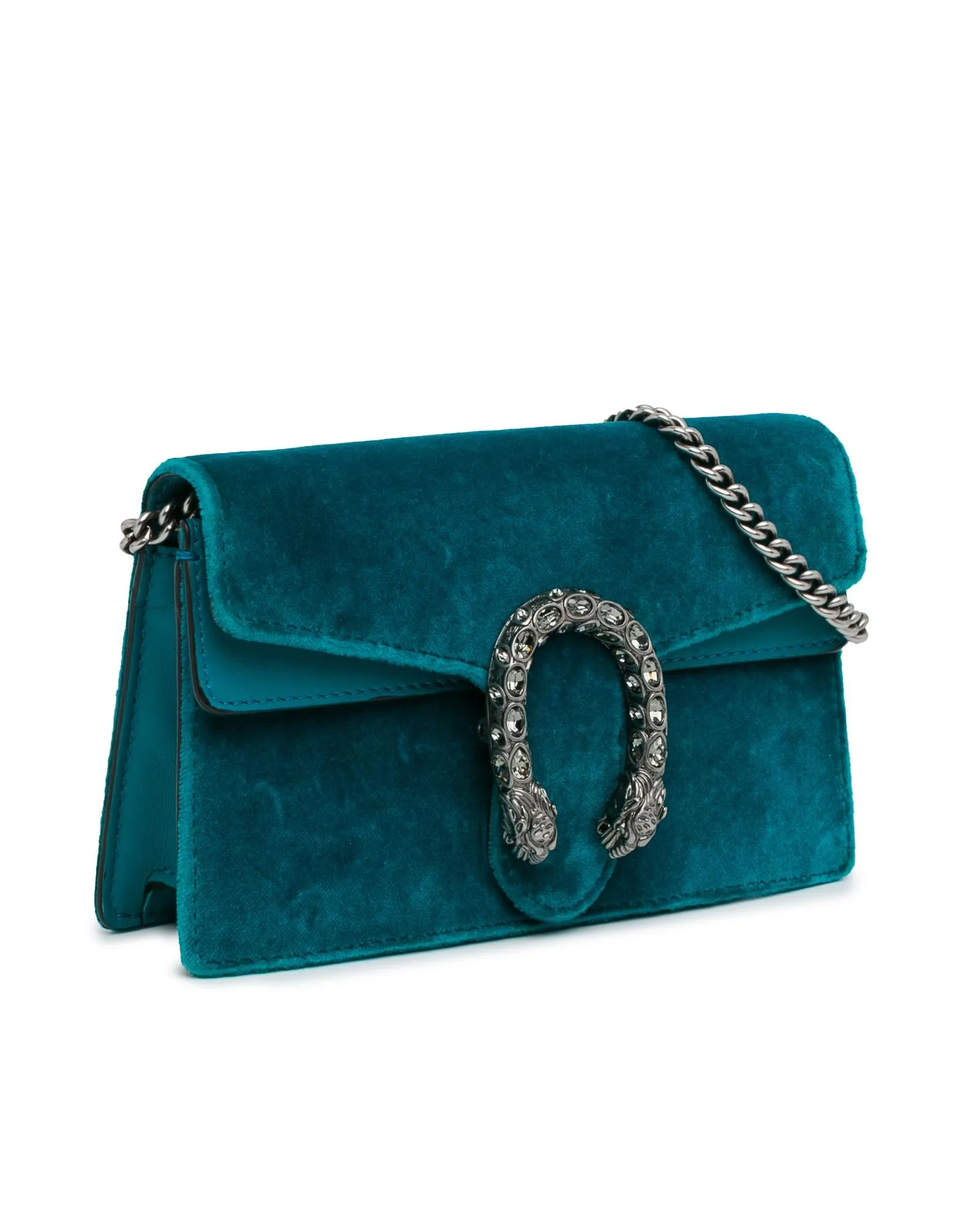 Super Mini Velvet Crossbody with Leather Trim and Chain Strap