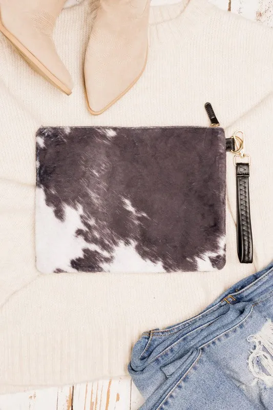 TEEK - Faux Fur Cow Animal Clutch