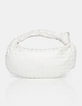 The Blame White Woven PU Knot Detail Mini Grab Bag