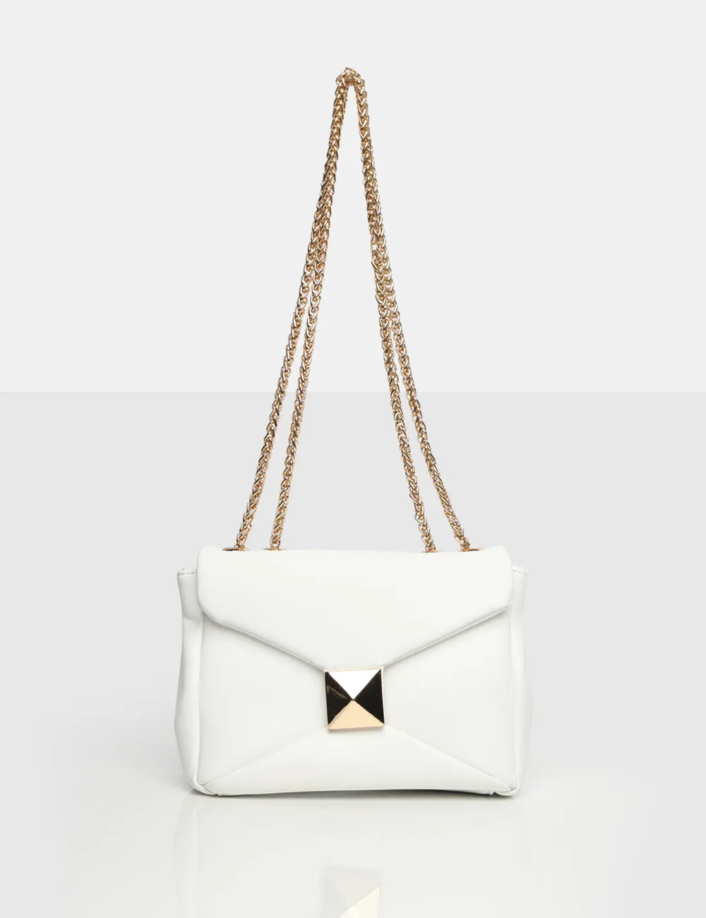 The Kenny White PU Stud Shoulder Bag