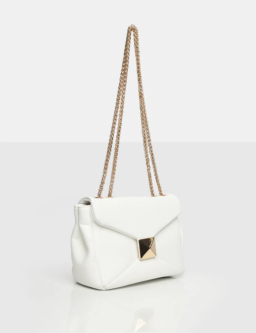 The Kenny White PU Stud Shoulder Bag