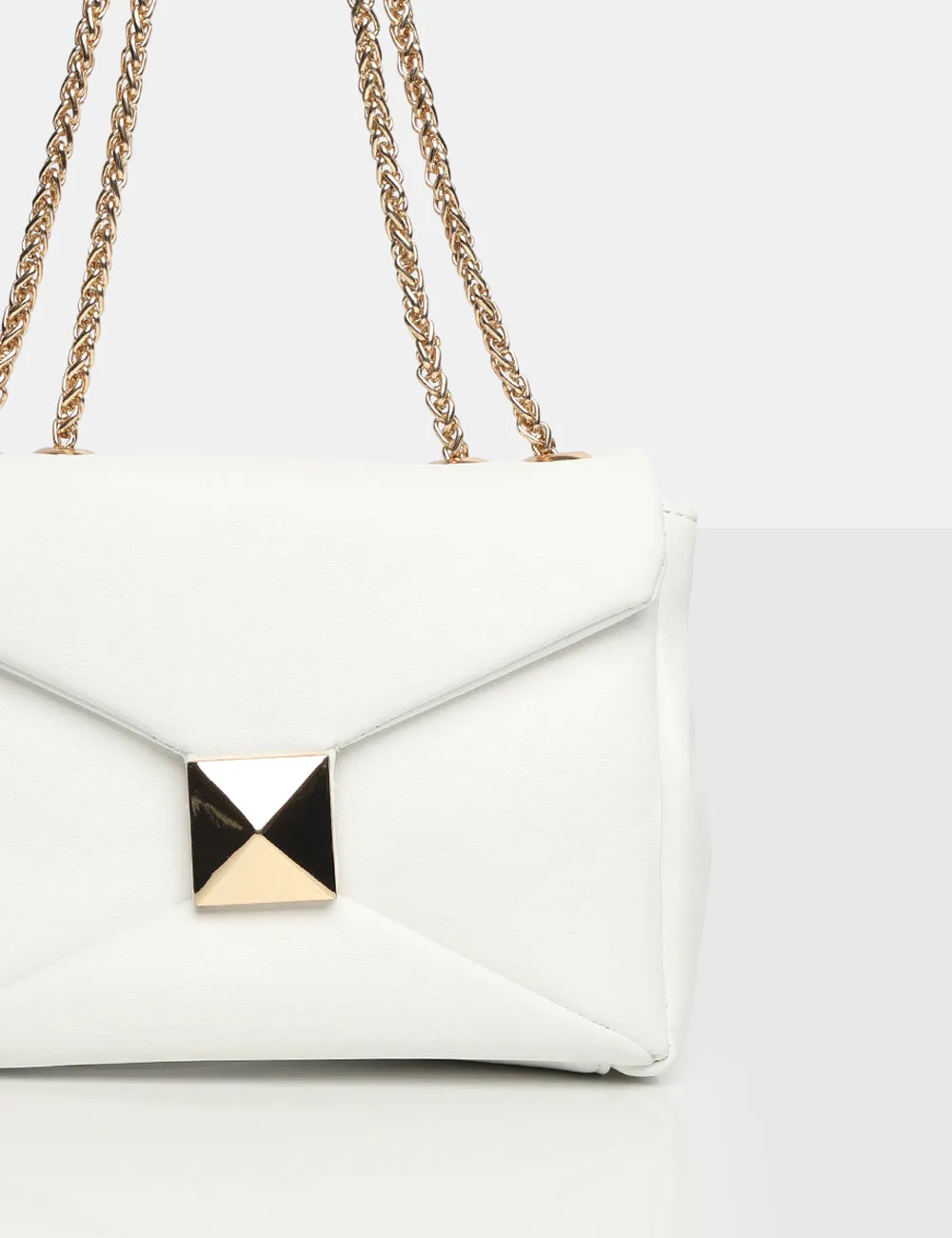 The Kenny White PU Stud Shoulder Bag