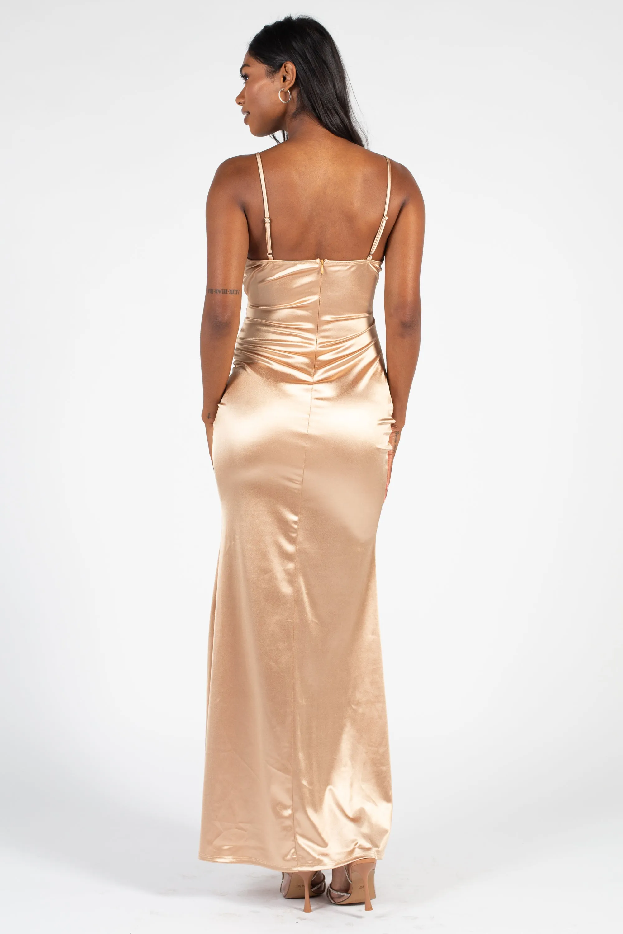 Thea High Slit Satin Maxi Gown