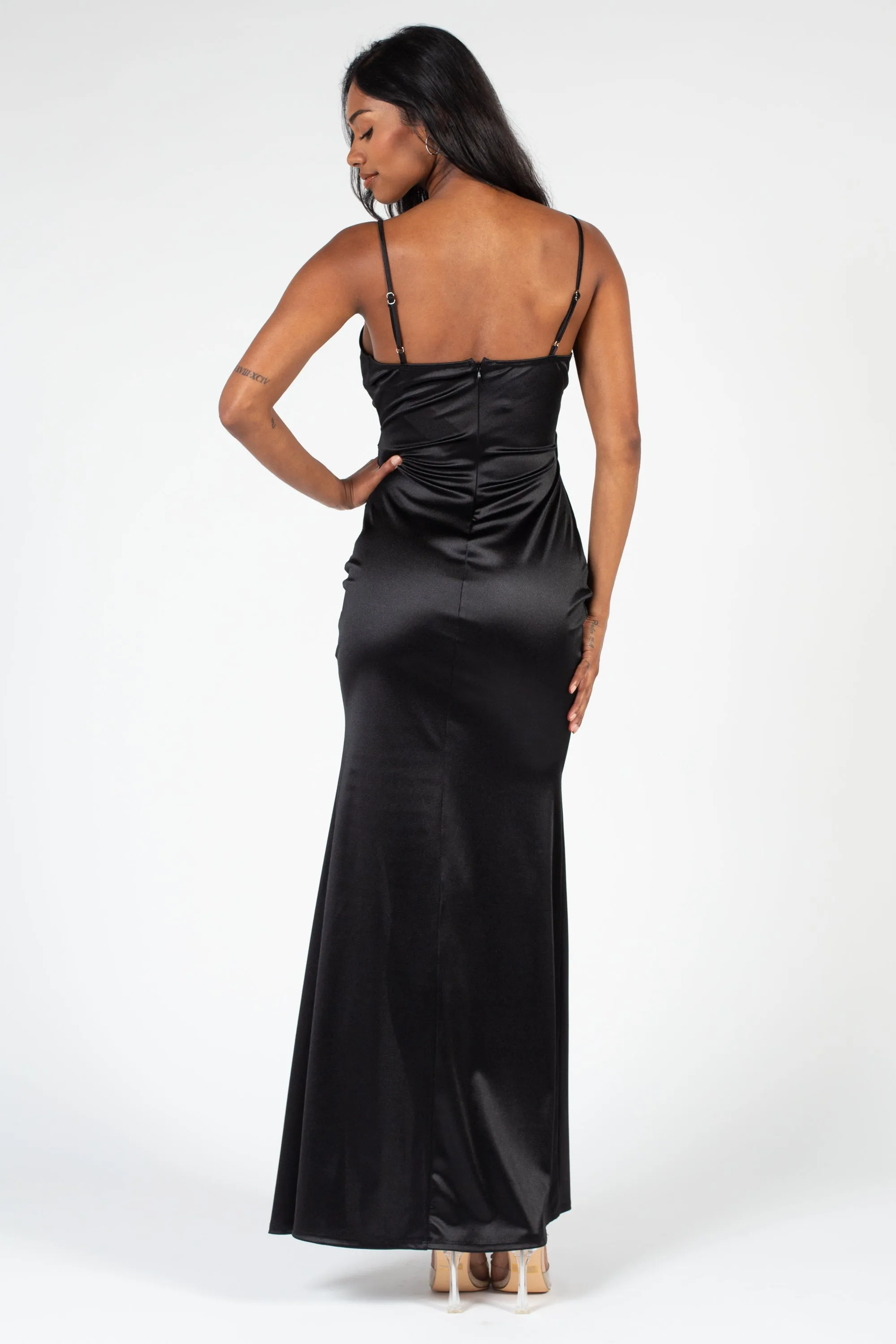 Thea High Slit Satin Maxi Gown