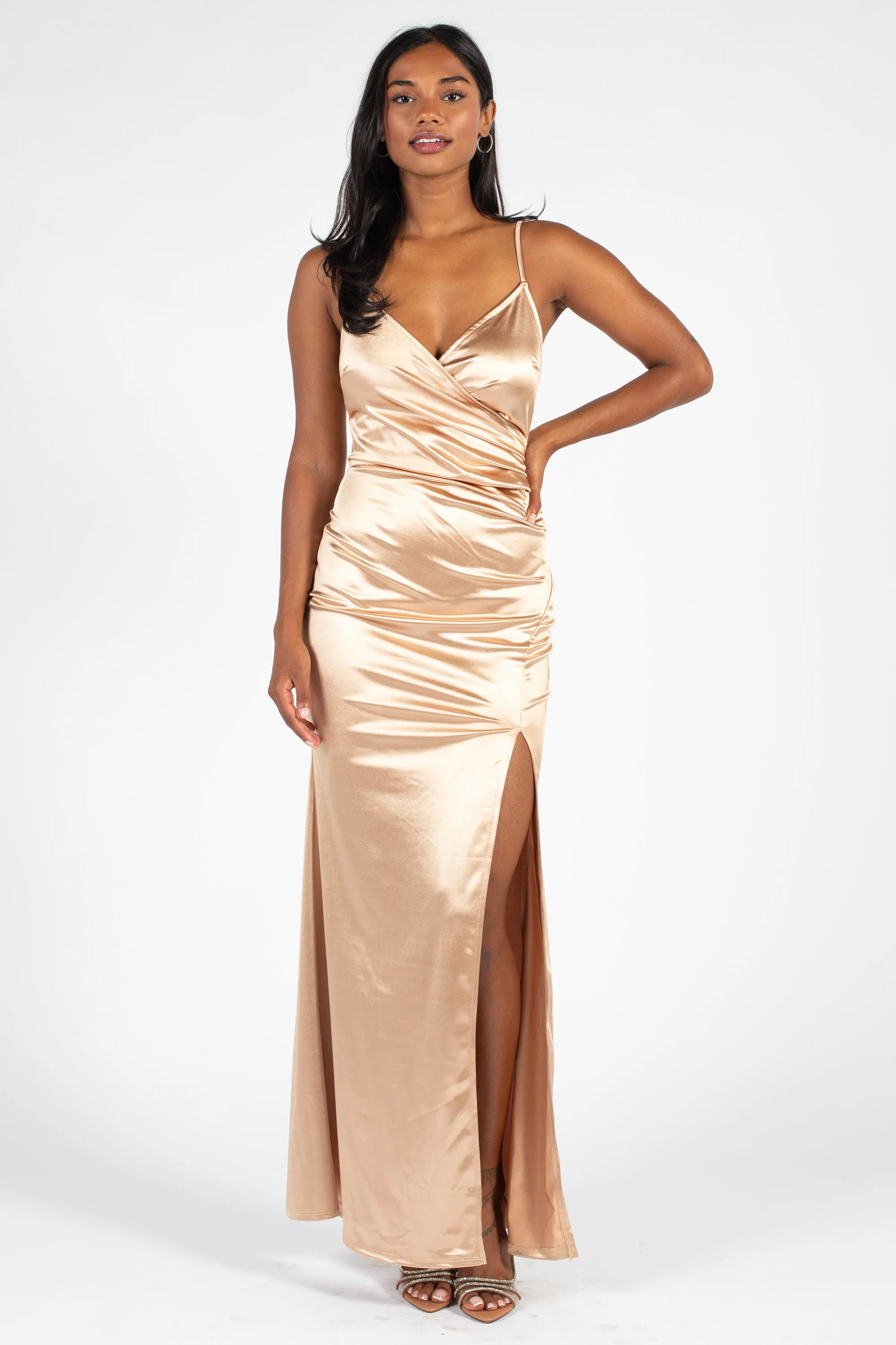 Thea High Slit Satin Maxi Gown