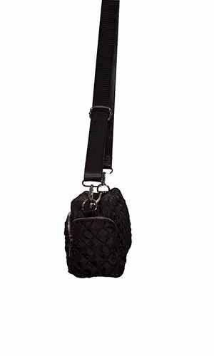 TiaPO01S Black Recycled Nylon Crossbody Handbag