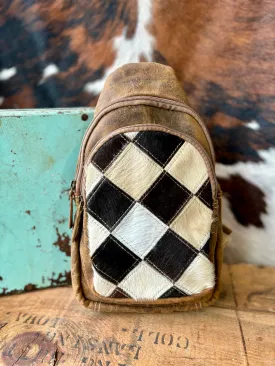 Turn Back Time Cowhide Patchwork Sling Bag