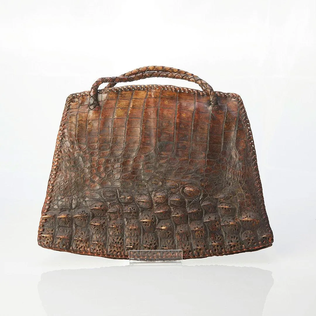 Vintage Genuine Crocodile Fixed Handle Handbag