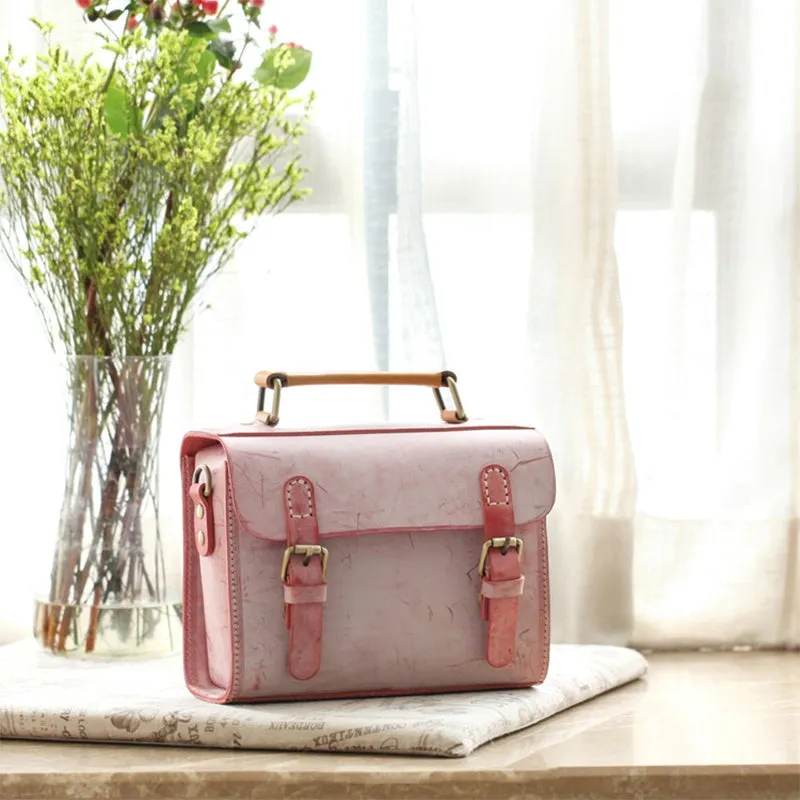 Vintage Vegetable Tanned Leather Waxed Wind Cambridge Bag