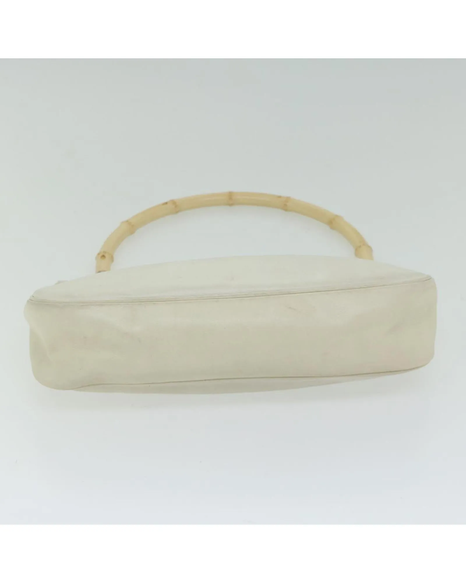 White Leather Bamboo Handbag