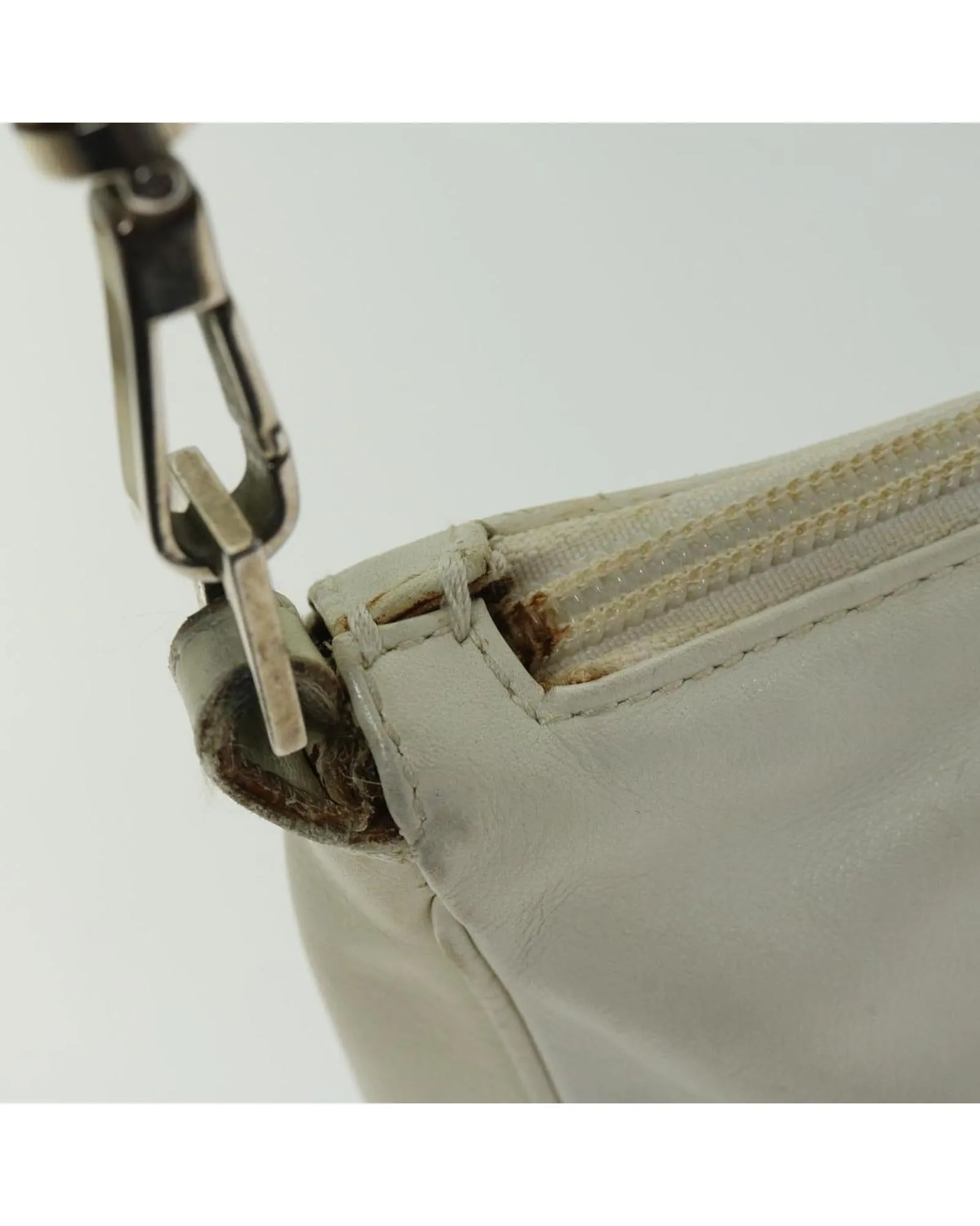 White Leather Bamboo Handbag