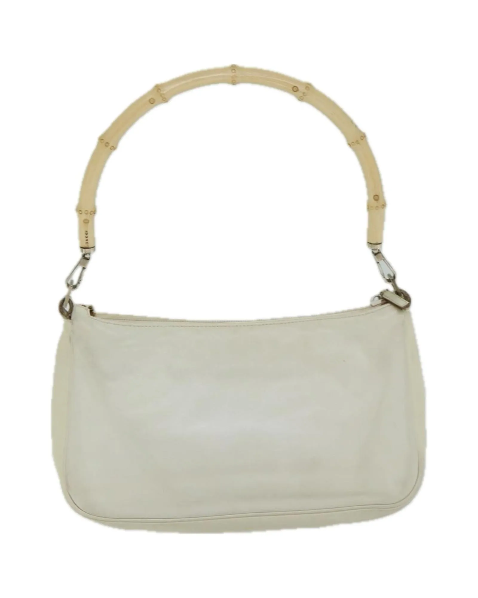 White Leather Bamboo Handbag