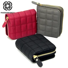 Women Short Wallets PU Leather Female Plaid Purses Nubuck Card Holder Wallet Fashion Woman Small Zipper Wallet With Coin Purse