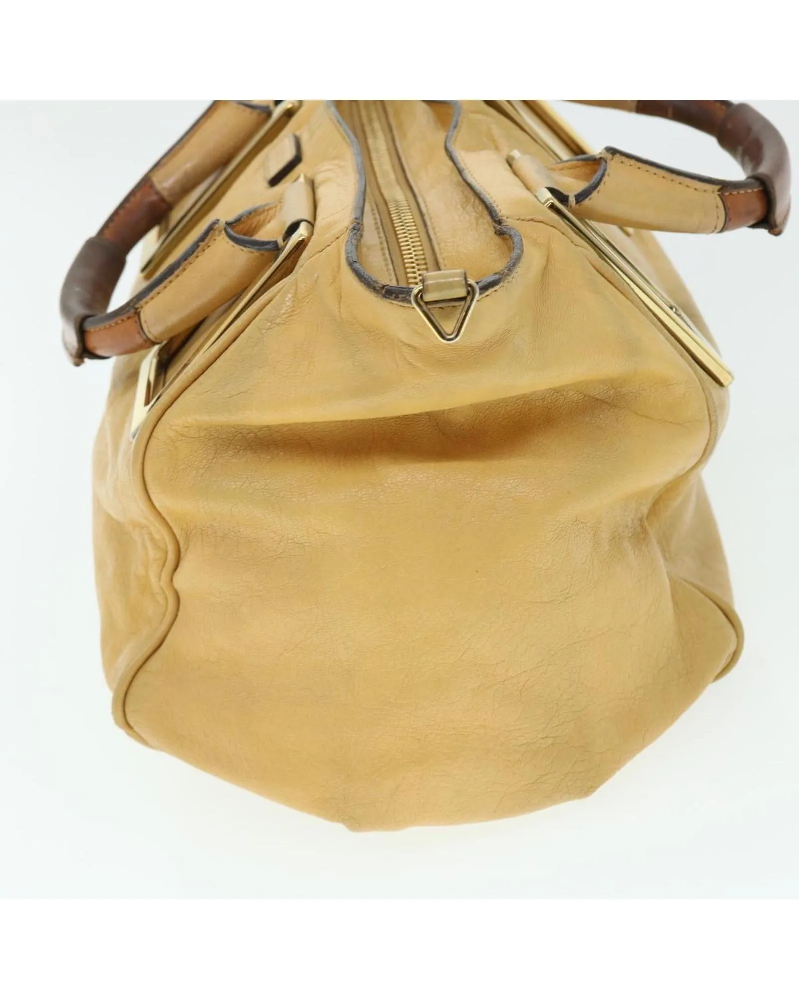 Yellow Leather 2way Hand Bag with Shoulder Strap