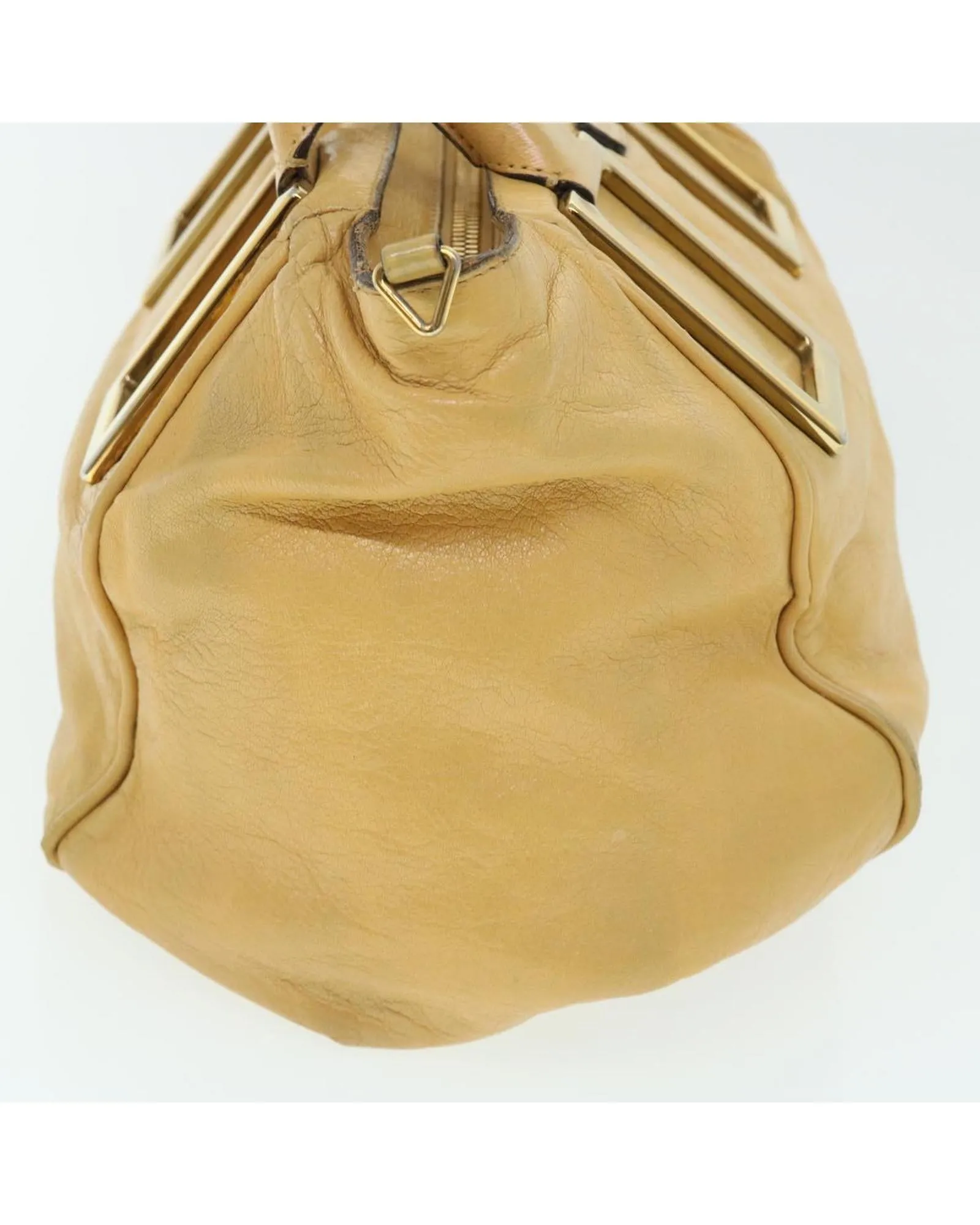 Yellow Leather 2way Hand Bag with Shoulder Strap